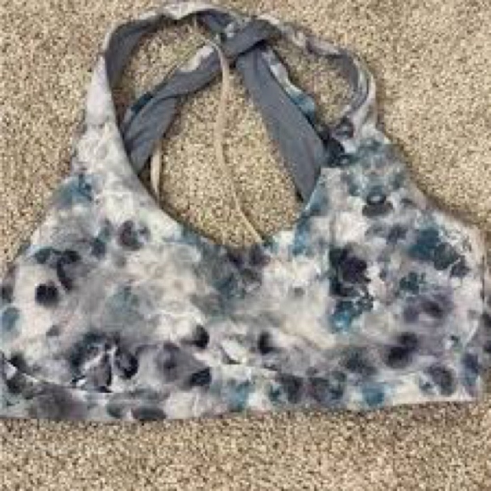Lululemon Watercolor Floral Sports Bra in Gray and Teal